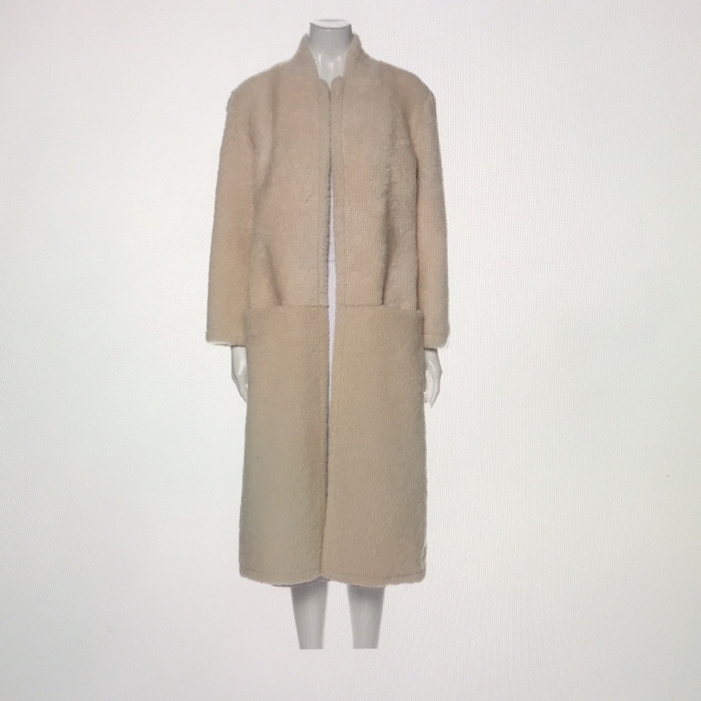 H Brand Faux Fur Coat Long Open Front